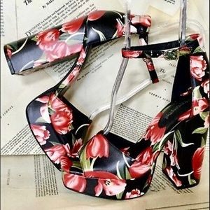 Size 6.5 Jeffrey Campbell black and red tulip heels